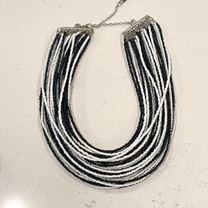 Multi Strand B&W Boho Beaded Necklace